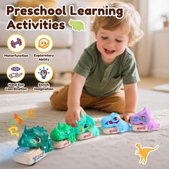 Dinosaur Toys for Kids 2-4, Dinosaur Set for Toddlers 1-3, Wooden Stacking To…