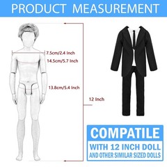 Miunana Lot 16 Items Doll Clothes & Accessories Classic Black Suit for Boy Do…