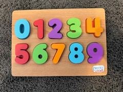 2 Used Chuckle & Roar Wooden Toddler Kids Puzzles – Alphabet Letters & Numbers