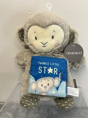 Demdaco Twinkle Star Grey Monkey Puppet Plush Children’s Soft Book Toy NWT
