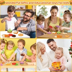 Jumlys Montessori Wooden Burger Stacking Toys for 2, 3, 4, 5 Year Olds, Fine …