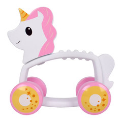 Lot of 2 Sunny Days Unicorn Roller Pull Toy: Gross Motor Skills, Silicone & Wood