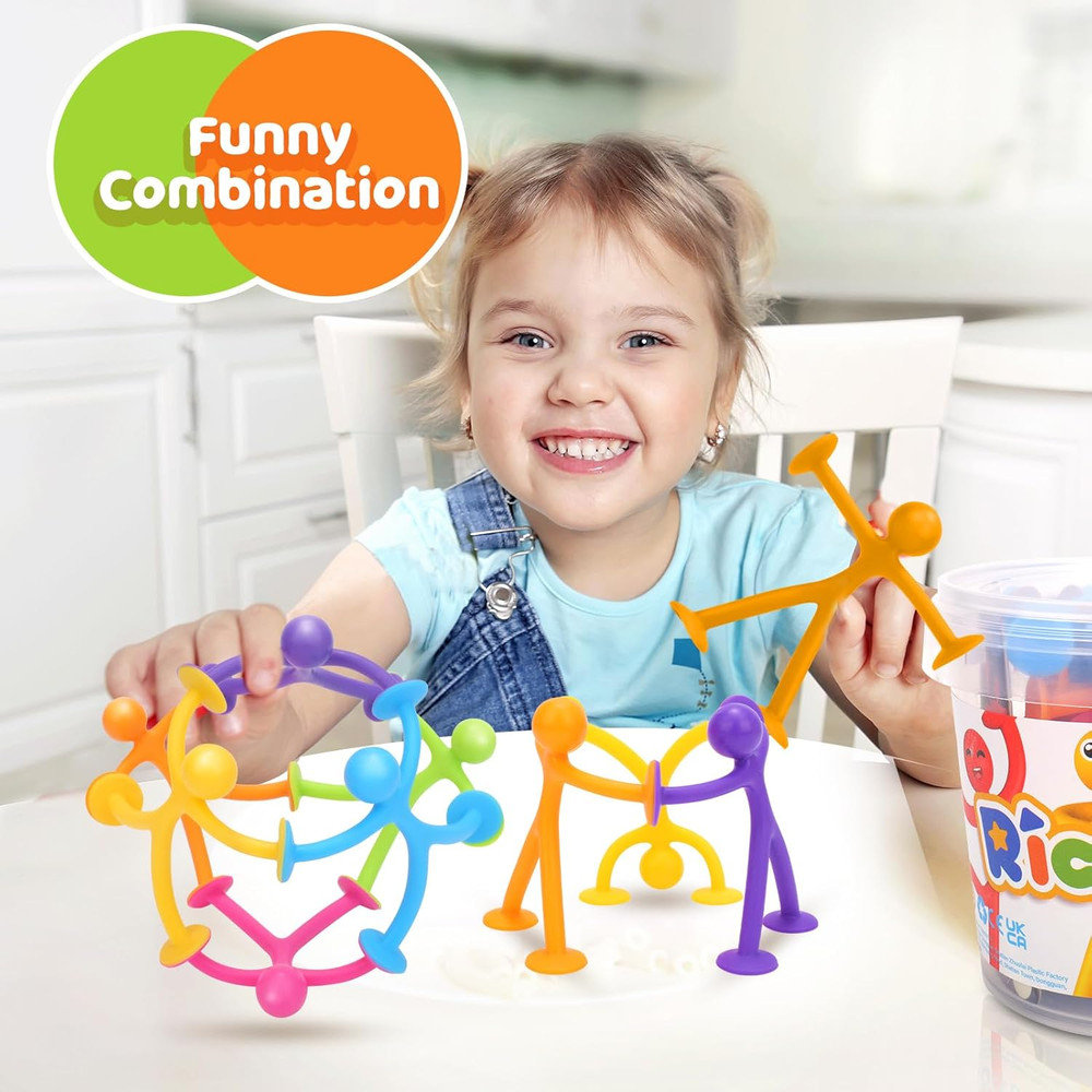 Humanoid Suction Toys 4-Pack Silicone Sensory Bath Toys for Kids Strong Suction