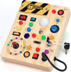Busy Board with LED Light Switches, Montessori Toys for 1 2 3 Years Old, Toddler