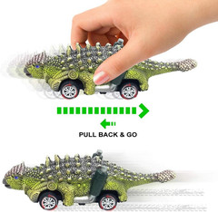 DINOBROS Dinosaur Toy Pull Back Cars,6 Pack Dino Toys for 3 Year Old Boys Girls