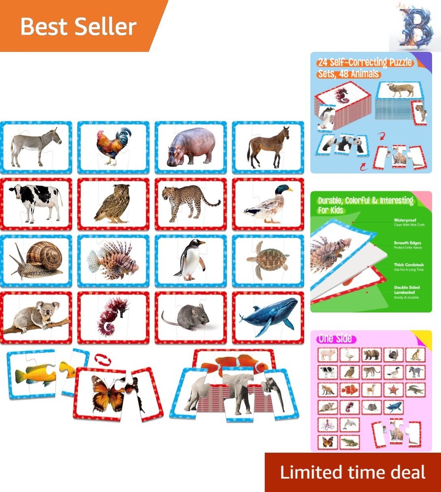 Vibrant 48 Animal Matching Puzzles for Toddlers – Learn & Play Educational Game