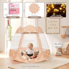 Pop Up Princess Tent with Star Light, Toys for 1 2 3 Year Old Girl Brown