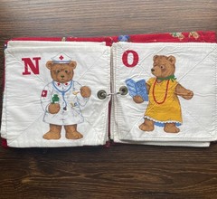 ABC Bear Alphabet Cloth Book Occupations Soft Washable Baby Toddler Handmade