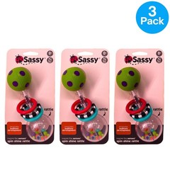 Sassy Spin Shine Rattle Baby Toy Sensory STEM 3 Pack New