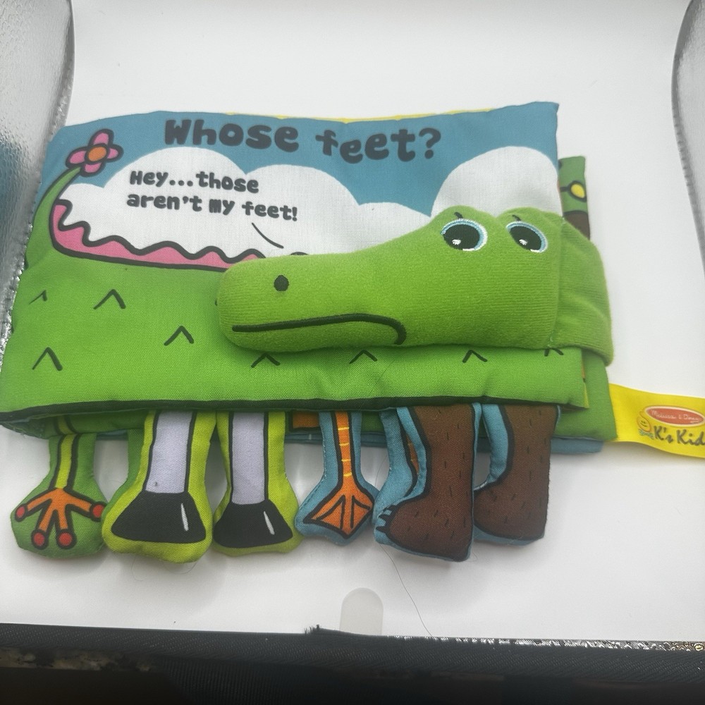 Melissa and Doug Kids Cloth Book Whose Feet Crocodile Bear Horse Frog Duck