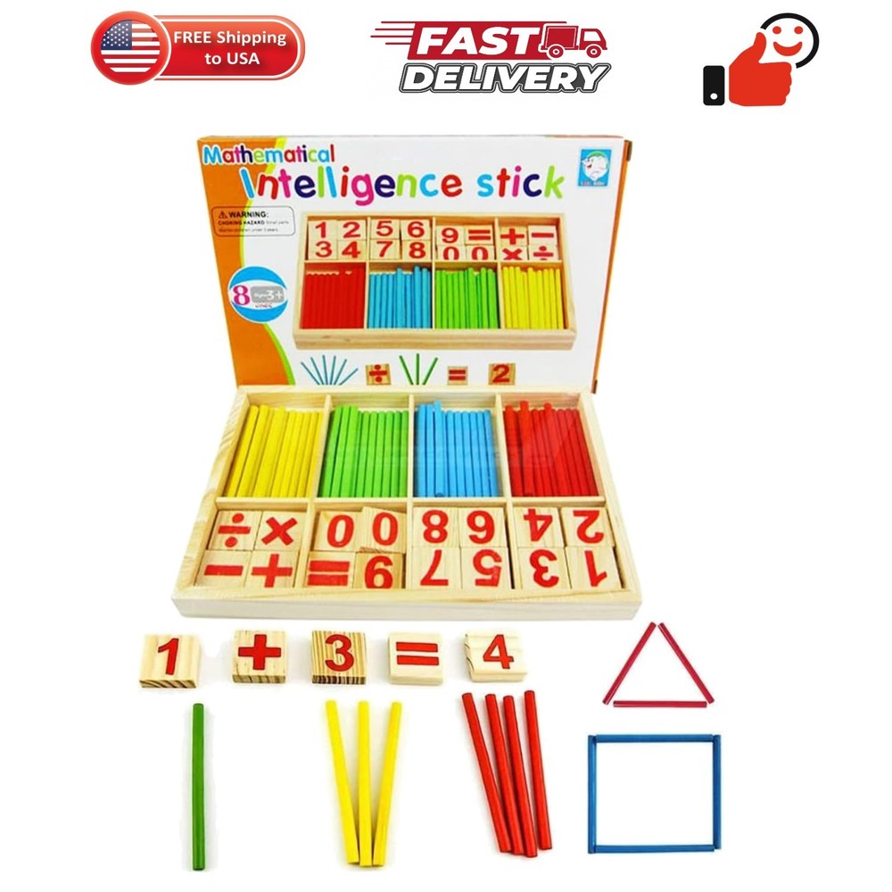 Montessori Toys Math Educational Toy – Wooden Intelligence Sticks Number Card…