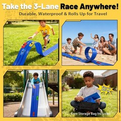 3-Lane Flexible Race Track 20FT DIY Racetrack Kids Hot Wheels Compatible