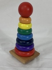 MELISSA & DOUG Wood Stacking Toy Rainbow Stacking Rings Educational for Toddler