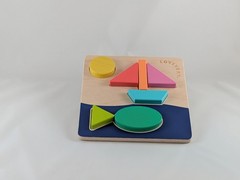 Lot of 3 Lovevery Wooden Toys: Chunky Jigsaw, Sunny Day, Sort Stack Peg Puzzles