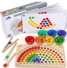 Toddler wooden Learning Montessori toys – wooden peg board bead game baby