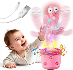 Rechargeable Dancing Talking Cactus Toy for Baby Toddlers, Singing Cactus Toy wi