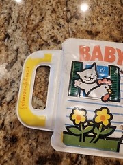 Vintage 1982 Johnson & Johnson Baby Bear Plays at Home Book Vinyl Plastic Bath