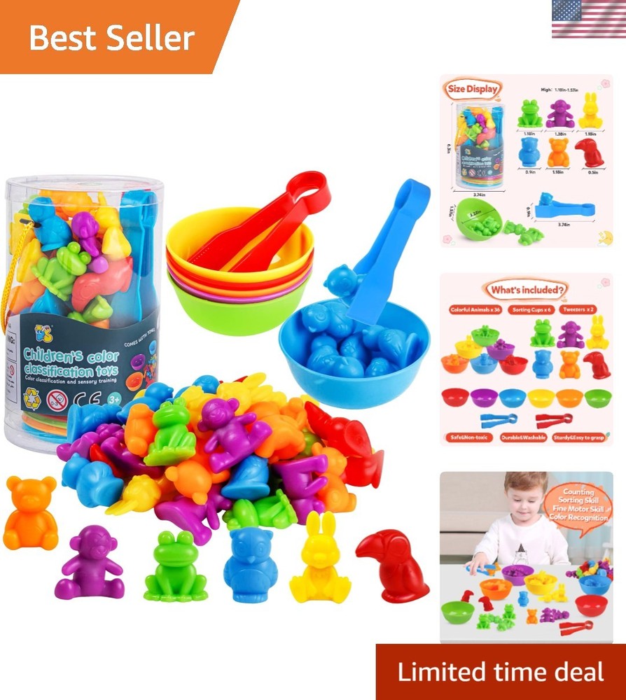 Colorful Animal Sorting and Stacking Toys for Fine Motor Skills Development