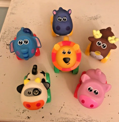 Big Mo’s Toy Animals on Wheels Soft Rubber for Toddlers Age 2+ Set of 6