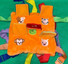 Buckle Toys BIZZY Square Plush Orange Numbers Animals Zipper Activity