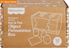Fisher-Price Wood Montessori Toy Object Permanence Box Sort & Find, American Mon