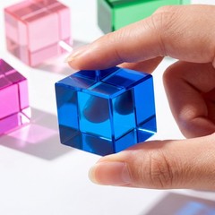 20 Pcs Acrylic Gem Cubes Blocks for Kids Translucent Rainbow Building Blocks …