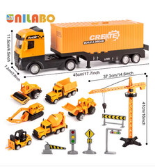 Alloy Construction Vehicles STEM Toy Set with Truck Crane Excavator for Kids