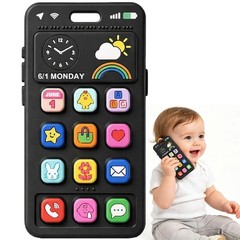 Baby Silicone Phone Teether, Realistic Mobile Teething Toy for Black 1