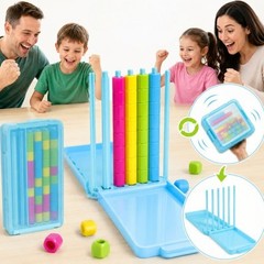 Portable Tabletop Stacking Toy with Color Pieces and Tray Base