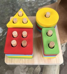 Boxiki Geometric Puzzle Stacker Shape Sorter Stacking Set Kids 18+Mos