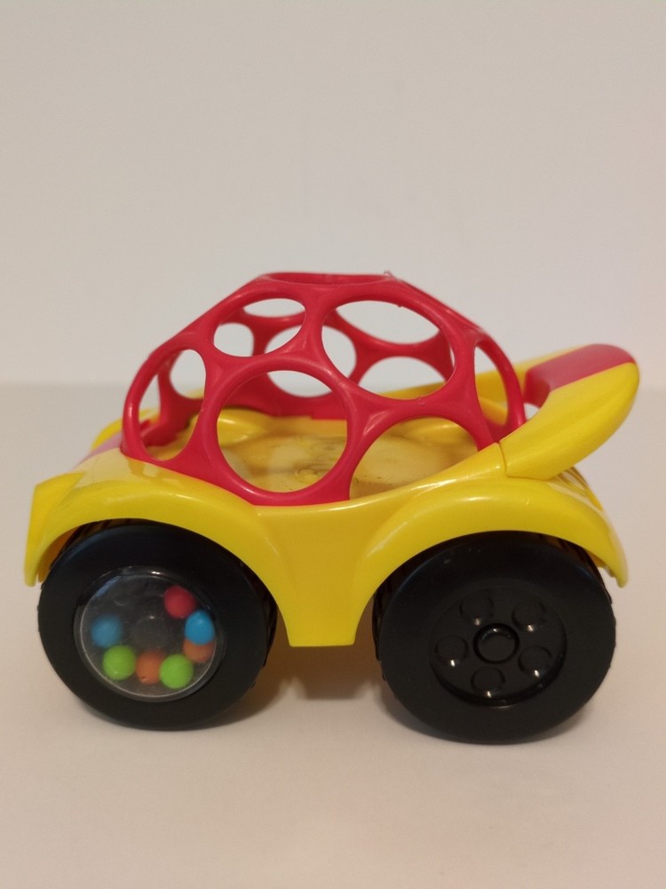Baby Oball Rattle and Roll Car, Yellow and Red, Easy Grab Push Toy
