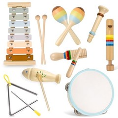 Baby Musical Instruments-Montessori Wooden Toys for Toddlers 1-3 Neutral Colors