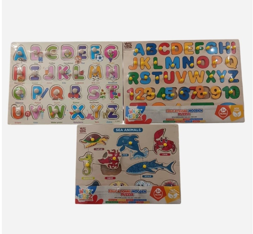 Wooden Alphabet Sea Animals Puzzle Set Baby Toys Kids Learning Educational Lot!