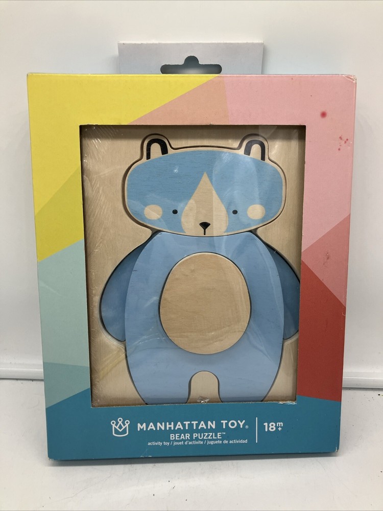 Manhattan Toy Company Blue Bear Wood Puzzle 18 months +