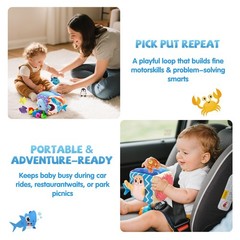 SAIMAND Baby Toys 6-12 Months–Mystery Soft Box with 5 Plush Marine Animals,Ra…