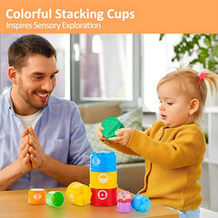 Stacking Cups Baby Toys 6 10 12 18 Months, Montessori Toys for 1 Year Old Toddle