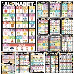 YIYDONG 16 Phonics Posters for Classroom – Learning Posters for Sound Wall Ph…