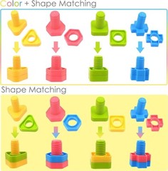 TOMYOU 32 pcs Shapes Nuts and Bolts Stacking Toys – STEM Color Sorting Learning