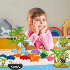 New Children Montessori Wooden Animal Balance Blocks Board Games Toy Dinosaur