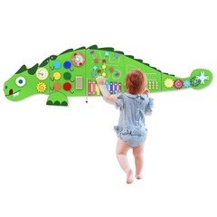 NEW Dinosaur Montessori Activity Wall Busy Board Panels Montessori Green lizard