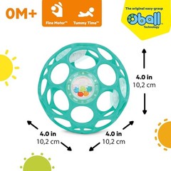 Oball Easy-Grasp Rattle BPA-Free Infant Toy in Teal, Age Newborn and up, 4 In…
