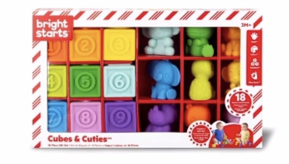 Bright Starts Block and Buddies Holiday Baby Toy Gift Set – 18pc
