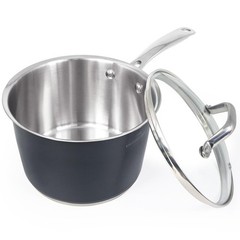 HOMICHEF Matte Polished NICKEL FREE Stainless Steel 2.5 QT Sauce Pan with Gla…