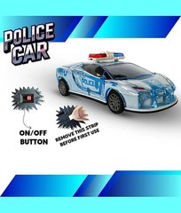 Police Car with Lights, Push & Go Powered, Music and Siren Sound Car Toy