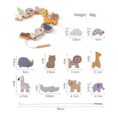 Wooden Animal Threading Beads Montessori Sensory Learning Toy Gift dinosaur1
