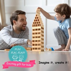 100pcs Classic Wooden Building Blocks Set,Solid STEM Building Toys for Kids, …