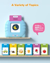 Airbition Talking Flash Cards for Toddlers 1 2 3 224 Words English Blue, Blue
