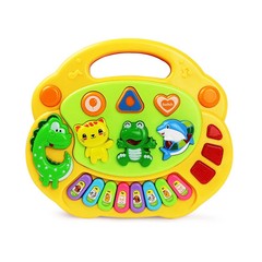 Kids Cartoon Piano Keyboard Game with Animal Sounds Flashing Light Music Baby