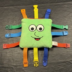 Buckle Toys Buster Square Fine Motor Skills Learning Toy with Multicolor Straps