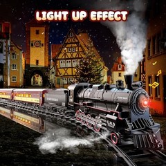 Train Set for Boys, Alloy Remote Control Train Sets with Steam Black